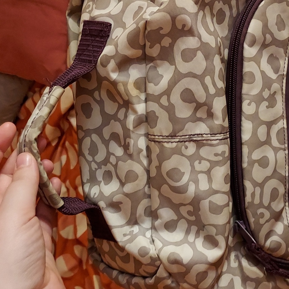 Thirty-One Leopard Print Backpack - Cream and Brown - Picture 5 of 13